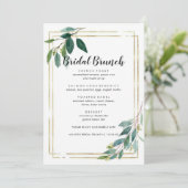 Modernes Minimal Gold Foliage Bridal Brunch Menü Menükarte (Stehend Vorderseite)