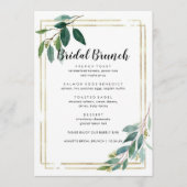 Modernes Minimal Gold Foliage Bridal Brunch Menü Menükarte (Vorderseite)