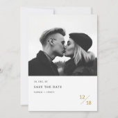 Modernes Minimal Gold Monogram Foto Save the Date Einladung (Vorderseite)