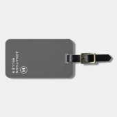 Modernes Minimal-Grau-Monogramm Gepäckanhänger (Vorderseite horizontal)