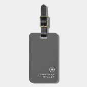 Modernes Minimal-Grau-Monogramm Gepäckanhänger (Vorderseite vertikal)