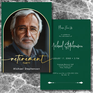Modernes Minimal-Green-Retirement-Party Folieneinladung