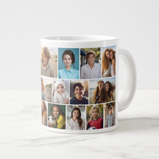 Modernes Minimal Grid - 20 Foto Collage Jumbo-Tasse (Vorderseite Rechts)