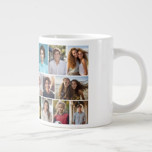 Modernes Minimal Grid - 20 Foto Collage Jumbo-Tasse (Rechts)
