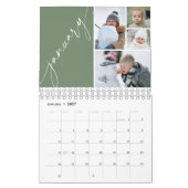 Modernes Minimal Grün 4 Fotos pro Monat Kalender (Jan 2027)