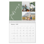 Modernes Minimal Grün 4 Fotos pro Monat Kalender (Feb 2027)