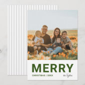 Modernes Minimal grünes Foto Frohe Weihnachten (Vorne/Hinten)
