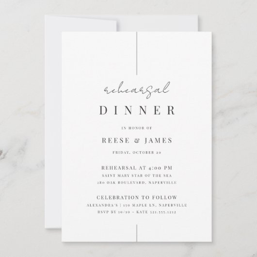 Modernes Minimal handgeschriebenes Script-Probe-Di Einladung (Vorderseite)