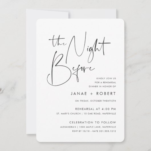 Modernes Minimal handgeschriebenes Script-Probe-Di Einladung (Vorderseite)