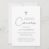 Modernes Minimal handgeschriebenes Skript Erste Ko Einladung (Vorderseite)