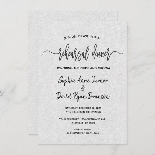 Modernes Minimal Handwriting-Probe Abendessen Einladung (Vorne/Hinten)