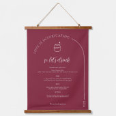 Modernes Minimal | Hochzeitmenü Bar Wandteppich Mit Holzrahmen (Vorderseite)