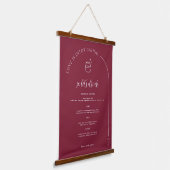 Modernes Minimal | Hochzeitmenü Bar Wandteppich Mit Holzrahmen (Gewinkelt)