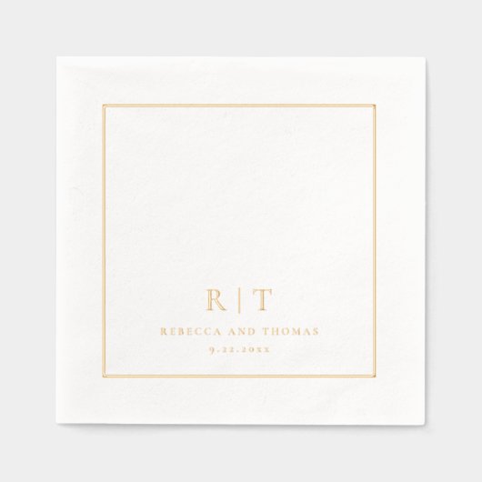 Modernes Minimal-Hochzeitmonogramm Servietten Mit Folie (Vorderseite)