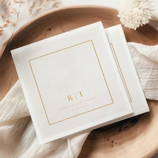 Modernes Minimal-Hochzeitmonogramm Servietten Mit Folie