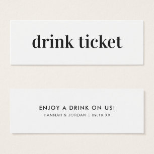 Modernes Minimal   Hochzeitsgetränk Bar Ticket