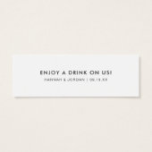 Modernes Minimal | Hochzeitsgetränk Bar Ticket (Rückseite)