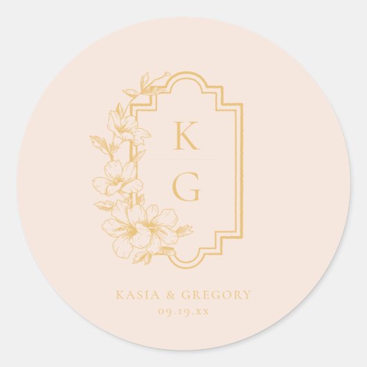Modernes Minimal | Hochzeitsmonogramm Runder Aufkleber (Vorderseite)