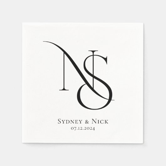 Modernes Minimal | Hochzeitsmonogramm Serviette (Vorderseite)