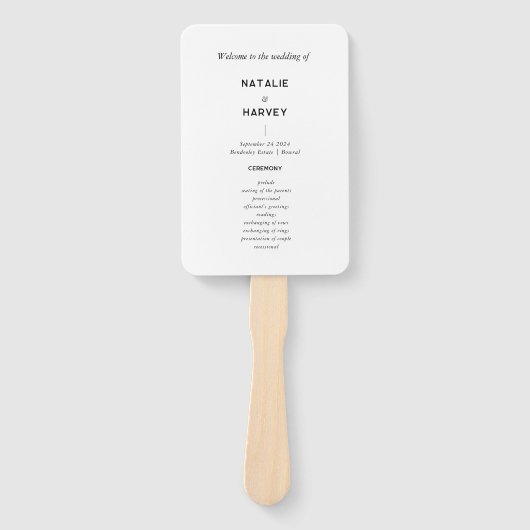 Modernes Minimal-Hochzeitsprogramm Fächer (Vorderseite)