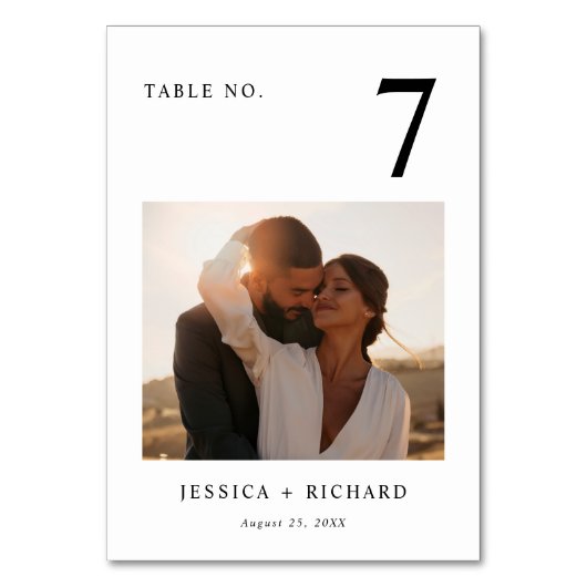 Modernes Minimal-Hochzeitssemble Tischnummer (Rückseite)