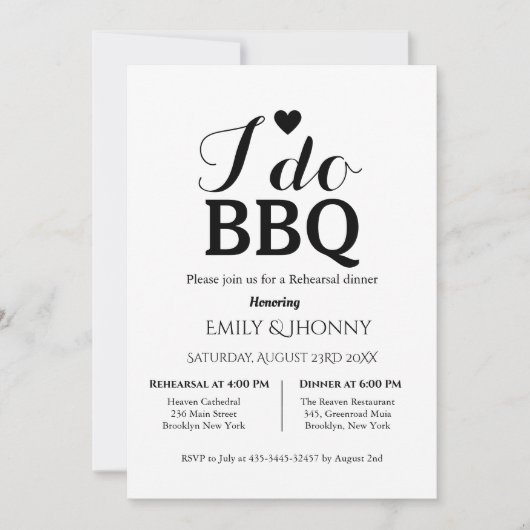 Modernes Minimal I do Grillen Barbecue Probe Dinne Einladung (Vorderseite)