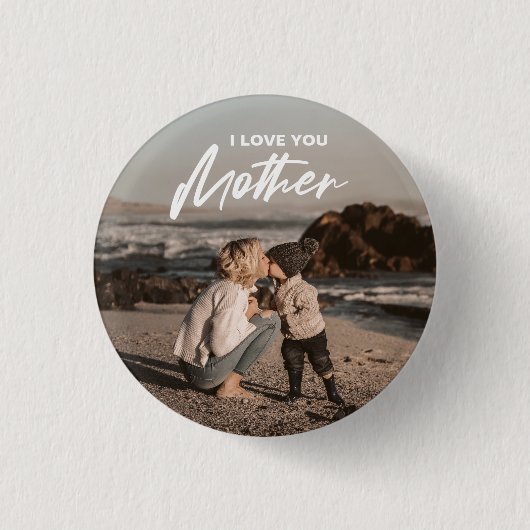 Modernes Minimal I Liebe You Mothers Day Foto Gesc Button (Vorderseite)