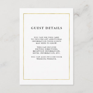 Modernes Minimal Imitate Gold Border Guest Detai Begleitkarte