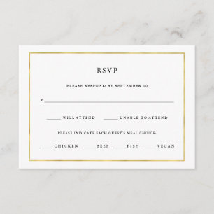 Modernes Minimal Imitate Gold Border Meet Choice RSVP Karte