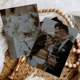 Modernes Minimal-Kalligrafie-Foto Save the Date Einladung