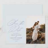 Modernes Minimal-Kalligrafie-Hochzeitssemble-Foto Save The Date (Vorne/Hinten)