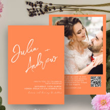 Modernes Minimal-Kalligrafie-QR-Foto Hochzeit