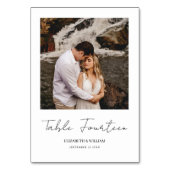 Modernes Minimal-Kalligrafie-Script-Foto Hochzeit Tischnummer (Rückseite)