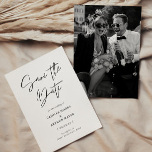 Modernes Minimal-Kalligraphie-Foto Save The Date