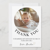 Modernes Minimal-Kindergeburtstag-Foto Danke-Card Einladung (Vorderseite)