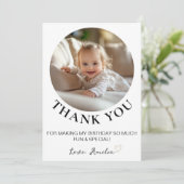 Modernes Minimal-Kindergeburtstag-Foto Danke-Card Einladung (Stehend Vorderseite)