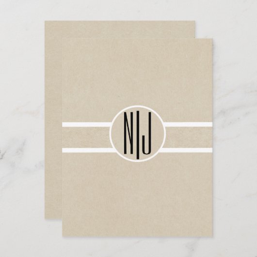 Modernes Minimal Kraft Rustikales Monogramm Save t Ankündigungspostkarte (Vorne/Hinten)