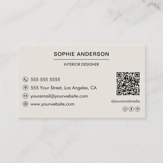 Modernes Minimal kundenspezifisches Foto Beruflich Visitenkarte (Rückseite)