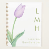 Modernes Minimal-Lavendel-Aquarelltulus-Monogramm Planer (Vorderseite)