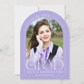 Modernes Minimal Lavendel Foto Arch Grad Party Einladung (Vorderseite)