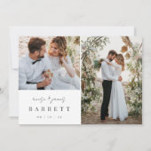 Modernes Minimal "Liebe & Dank" Foto Hochzeit Dankeskarte (Rückseite)