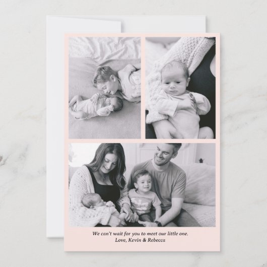 Modernes Minimal Light Pink Neugeborenes Geburt Ankündigung (Rückseite)