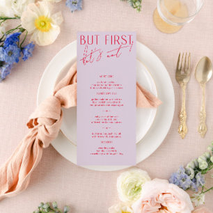 Modernes Minimal Lila & Magenta Wedding Menu Menükarte