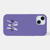 Modernes Minimal Lila Monogramm iPhone 15 Hülle (Rückseite (Horizontal))