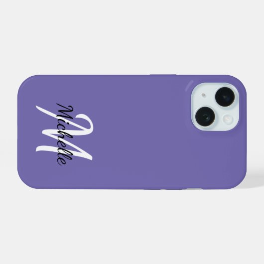 Modernes Minimal Lila Monogramm iPhone 15 Hülle (Rückseite (Horizontal))
