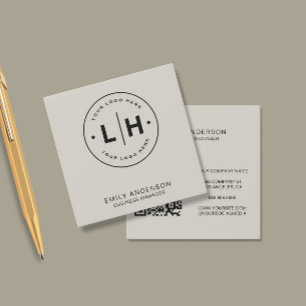 Modernes Minimal-Logo-QR Quadratische Visitenkarte