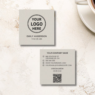 Modernes Minimal Logo QR Social Media Quadratische Visitenkarte