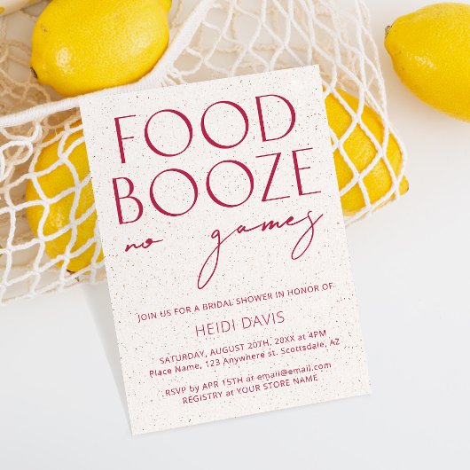 Modernes Minimal Magenta No Games Brautparty Einladung