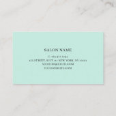 Modernes Minimal-Marmor & Minzhairstylist Visitenkarte (Rückseite)