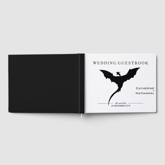Modernes Minimal mittelalterlicher Drache Hochzeit Gästebuch (Voll)